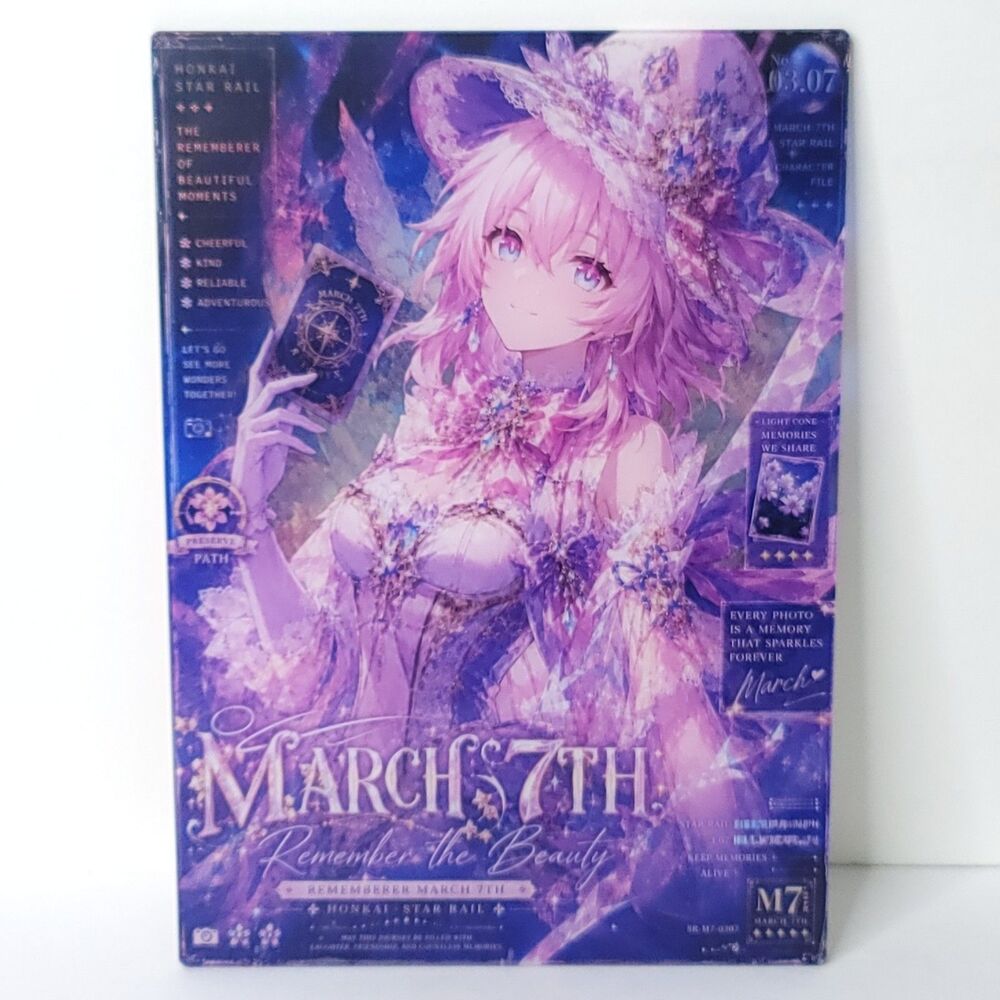 March 7th Holo Double Sided Waifu Card Anime Girl Wall Art Oversized Board A5